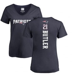 NFL Women's Nike New England Patriots #21 Malcolm Butler Navy Blue Backer T-Shirt