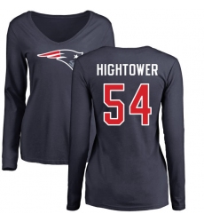 NFL Women's Nike New England Patriots #54 Dont'a Hightower Navy Blue Name & Number Logo Slim Fit Long Sleeve T-Shirt