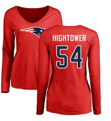 NFL Women's Nike New England Patriots #54 Dont'a Hightower Red Name & Number Logo Slim Fit Long Sleeve T-Shirt