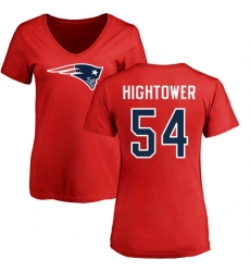 NFL Women's Nike New England Patriots #54 Dont'a Hightower Red Name & Number Logo Slim Fit T-Shirt