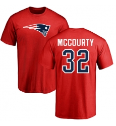 NFL Nike New England Patriots #32 Devin McCourty Red Name & Number Logo T-Shirt