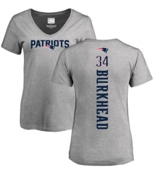 NFL Women's Nike New England Patriots #34 Rex Burkhead Ash Backer V-Neck T-Shirt