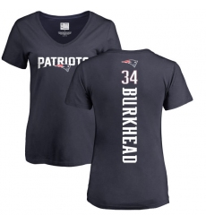 NFL Women's Nike New England Patriots #34 Rex Burkhead Navy Blue Backer T-Shirt