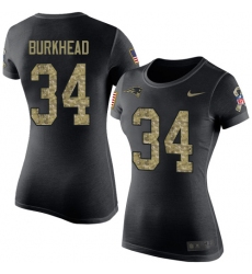 Women's Nike New England Patriots #34 Rex Burkhead Black Camo Salute to Service T-Shirt