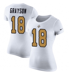 Women's Nike New Orleans Saints #18 Garrett Grayson White Rush Pride Name & Number T-Shirt