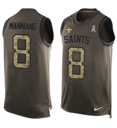 Men's Nike New Orleans Saints #8 Archie Manning Limited Green Salute to Service Tank Top NFL Jersey