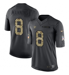 Youth Nike New Orleans Saints #8 Archie Manning Limited Black 2016 Salute to Service NFL Jersey
