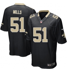 Men's Nike New Orleans Saints #51 Sam Mills Game Black Team Color NFL Jersey