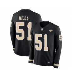 Men's Nike New Orleans Saints #51 Sam Mills Limited Black Therma Long Sleeve NFL Jersey