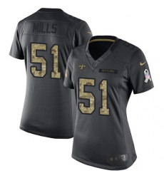 Women's Nike New Orleans Saints #51 Sam Mills Limited Black 2016 Salute to Service NFL Jersey