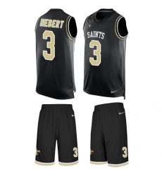 Men's Nike New Orleans Saints #3 Bobby Hebert Limited Black Tank Top Suit NFL Jersey