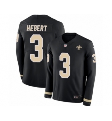 Youth Nike New Orleans Saints #3 Bobby Hebert Limited Black Therma Long Sleeve NFL Jersey