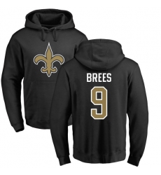 NFL Nike New Orleans Saints #9 Drew Brees Black Name & Number Logo Pullover Hoodie