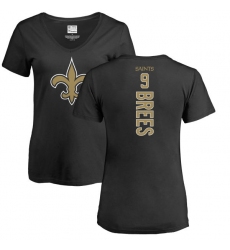 NFL Women's Nike New Orleans Saints #9 Drew Brees Black Backer Slim Fit T-Shirt