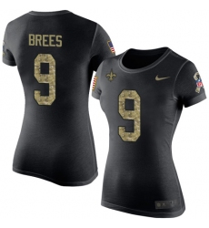 Women's Nike New Orleans Saints #9 Drew Brees Black Camo Salute to Service T-Shirt