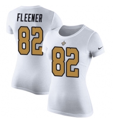 Women's Nike New Orleans Saints #82 Coby Fleener White Rush Pride Name & Number T-Shirt