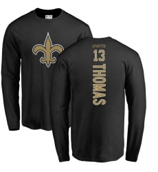 NFL Nike New Orleans Saints #13 Michael Thomas Black Backer Long Sleeve T-Shirt