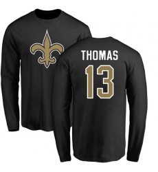 NFL Nike New Orleans Saints #13 Michael Thomas Black Name & Number Logo Long Sleeve T-Shirt