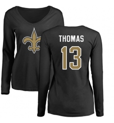 NFL Women's Nike New Orleans Saints #13 Michael Thomas Black Name & Number Logo Slim Fit Long Sleeve T-Shirt