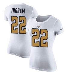 Women's Nike New Orleans Saints #22 Mark Ingram White Rush Pride Name & Number T-Shirt