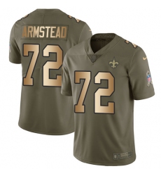 Men's Nike New Orleans Saints #72 Terron Armstead Limited Olive/Gold 2017 Salute to Service NFL Jersey