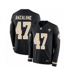 Men's Nike New Orleans Saints #47 Alex Anzalone Limited Black Therma Long Sleeve NFL Jersey