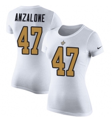 Women's Nike New Orleans Saints #47 Alex Anzalone White Rush Pride Name & Number T-Shirt