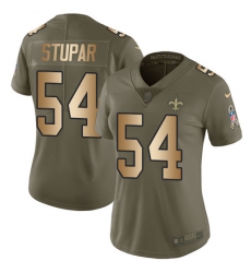 Women's Nike New Orleans Saints #54 Nate Stupar Limited Olive/Gold 2017 Salute to Service NFL Jersey