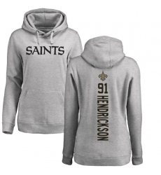 NFL Women's Nike New Orleans Saints #91 Trey Hendrickson Ash Backer Pullover Hoodie