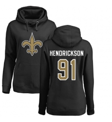 NFL Women's Nike New Orleans Saints #91 Trey Hendrickson Black Name & Number Logo Pullover Hoodie