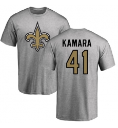 NFL Nike New Orleans Saints #41 Alvin Kamara Ash Name & Number Logo T-Shirt