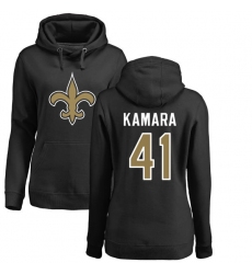 NFL Women's Nike New Orleans Saints #41 Alvin Kamara Black Name & Number Logo Pullover Hoodie