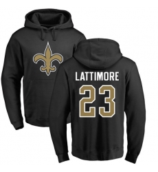 NFL Nike New Orleans Saints #23 Marshon Lattimore Black Name & Number Logo Pullover Hoodie