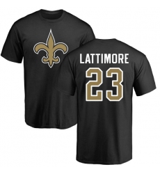 NFL Nike New Orleans Saints #23 Marshon Lattimore Black Name & Number Logo T-Shirt