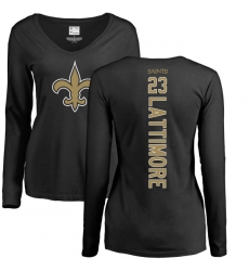 NFL Women's Nike New Orleans Saints #23 Marshon Lattimore Black Backer Slim Fit Long Sleeve T-Shirt