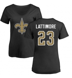 NFL Women's Nike New Orleans Saints #23 Marshon Lattimore Black Name & Number Logo Slim Fit T-Shirt