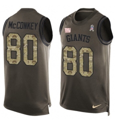 Men's Nike New York Giants #80 Phil McConkey Limited Green Salute to Service Tank Top NFL Jersey
