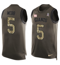 Men's Nike New York Giants #5 Davis Webb Limited Green Salute to Service Tank Top NFL Jersey
