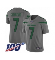 Youth New York Jets #7 Chandler Catanzaro Limited Gray Inverted Legend 100th Season Football Jersey