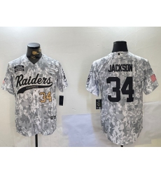 Men's Las Vegas Raiders #34 Bo Jackson 2024 Arctic Camo Salute To Service Stitched Baseball Jerseys