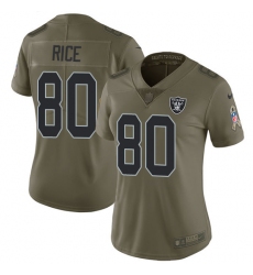 Women's Nike Oakland Raiders #80 Jerry Rice Limited Olive 2017 Salute to Service NFL Jersey