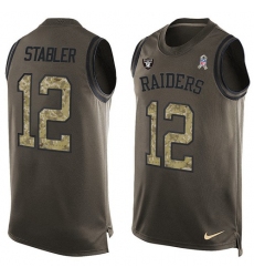 Men's Nike Oakland Raiders #12 Kenny Stabler Limited Green Salute to Service Tank Top NFL Jersey