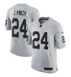 Men's Nike Oakland Raiders #24 Marshawn Lynch Limited Gray Gridiron II NFL Jersey