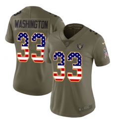Women's Nike Oakland Raiders #33 DeAndre Washington Limited Olive/USA Flag 2017 Salute to Service NFL Jersey