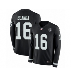 Men's Nike Oakland Raiders #16 George Blanda Limited Black Therma Long Sleeve NFL Jersey