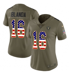 Women's Nike Oakland Raiders #16 George Blanda Limited Olive/USA Flag 2017 Salute to Service NFL Jersey