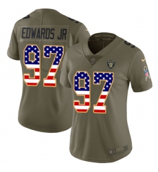 Women's Nike Oakland Raiders #97 Mario Edwards Jr Limited Olive/USA Flag 2017 Salute to Service NFL Jersey