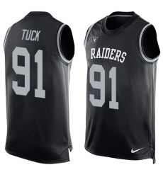Men's Nike Oakland Raiders #91 Shilique Calhoun Limited Black Player Name & Number Tank Top NFL Jersey