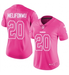 Women's Nike Oakland Raiders #20 Obi Melifonwu Limited Pink Rush Fashion NFL Jersey