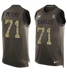 Men's Nike Philadelphia Eagles #71 Jason Peters Limited Green Salute to Service Tank Top NFL Jersey